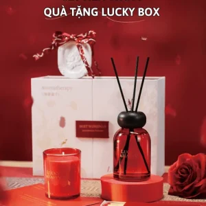 Set quà tặng nến thơm Lucky Happy thơm phòng kèm túi quà sinh nhật người yêu kèm thiệp tinh tế