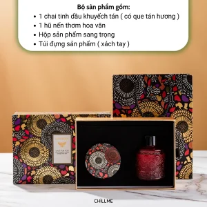 Set nến thơm tinh dầu khuếch tán chillme quà tặng cao cấp thư giãn khử mùi không khói